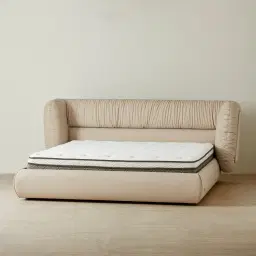 Martina Soft Beige Vegan Leather Queen Bed