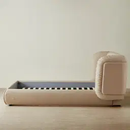 Martina Soft Beige Vegan Leather Queen Bed
