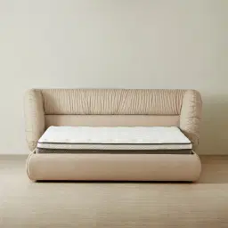 Martina Soft Beige Vegan Leather Queen Bed