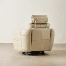 Sherlock Almond Cream Leather Electric Rocker Chair