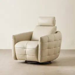 Sherlock Almond Cream Leather Electric Rocker Chair