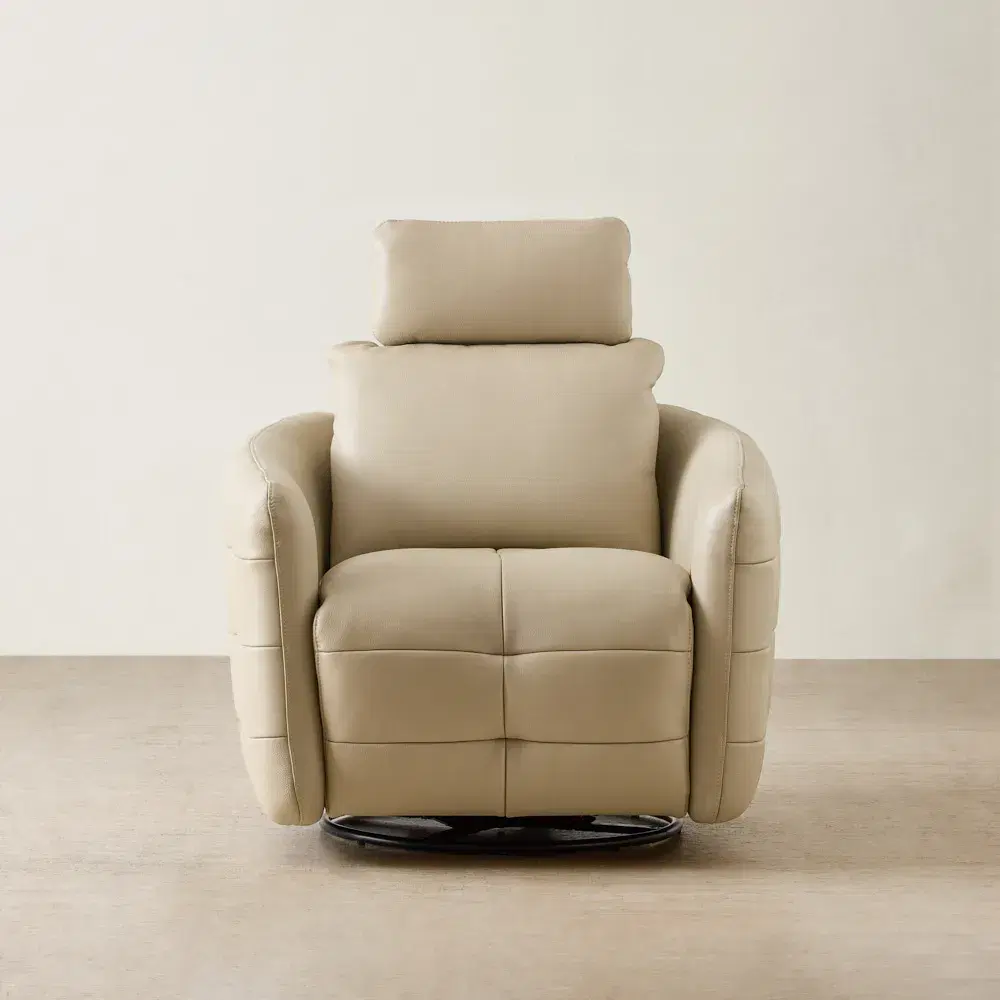 Sherlock Almond Cream Leather Electric Rocker Chair