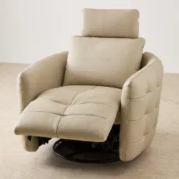 Sherlock Almond Cream Leather Electric Rocker Chair