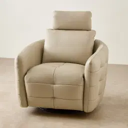 Sherlock Almond Cream Leather Electric Rocker Chair
