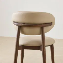 Cecilie Sand Beige Vegan Leather Dining Chair - Smoky Ash Legs