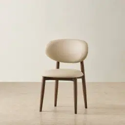 Cecilie Sand Beige Vegan Leather Dining Chair - Smoky Ash Legs