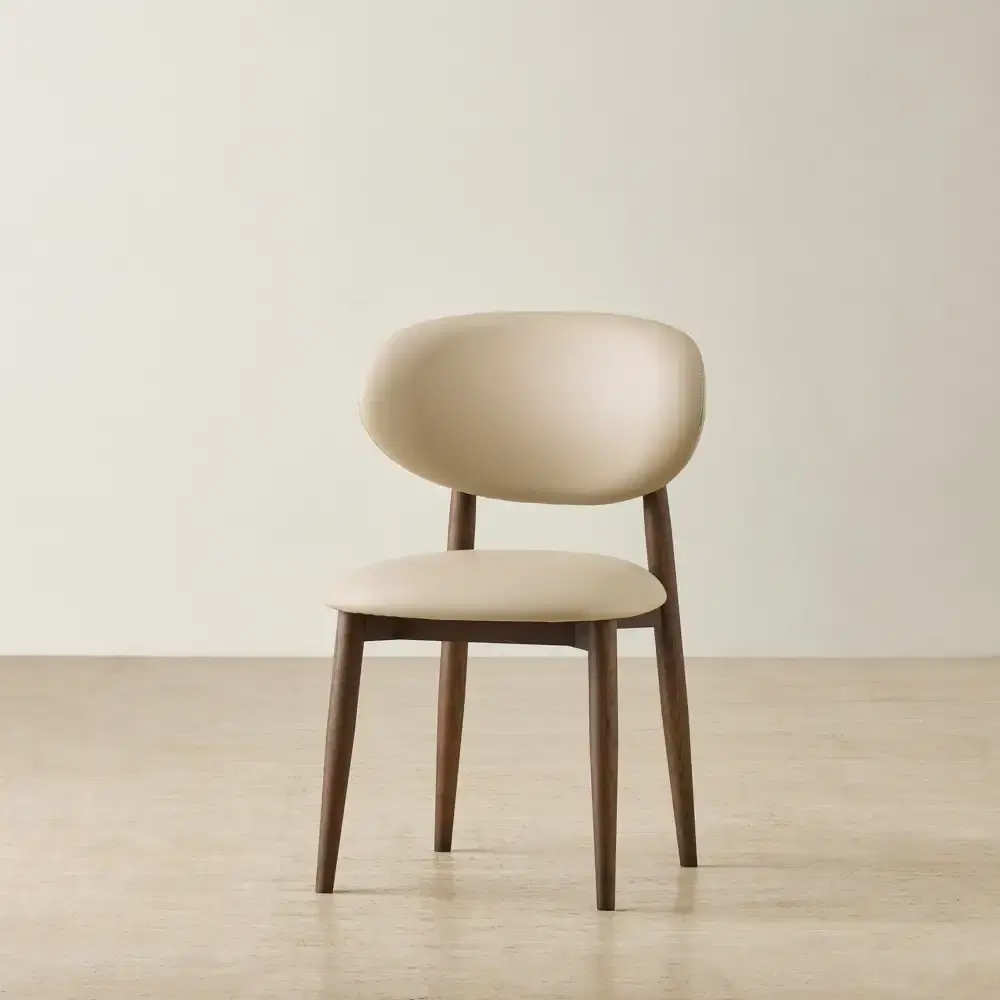 Cecilie Sand Beige Vegan Leather Dining Chair - Smoky Ash Legs