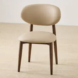 Cecilie Sand Beige Vegan Leather Dining Chair - Smoky Ash Legs