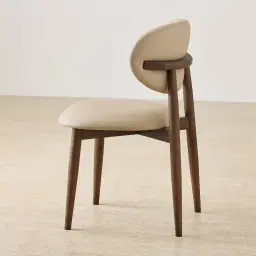 Cecilie Sand Beige Vegan Leather Dining Chair - Smoky Ash Legs