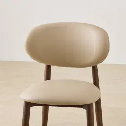 Cecilie Sand Beige Vegan Leather Dining Chair - Smoky Ash Legs