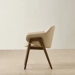 Romina Sand Beige Vegan Leather Dining Chair - Smoky Ash Legs