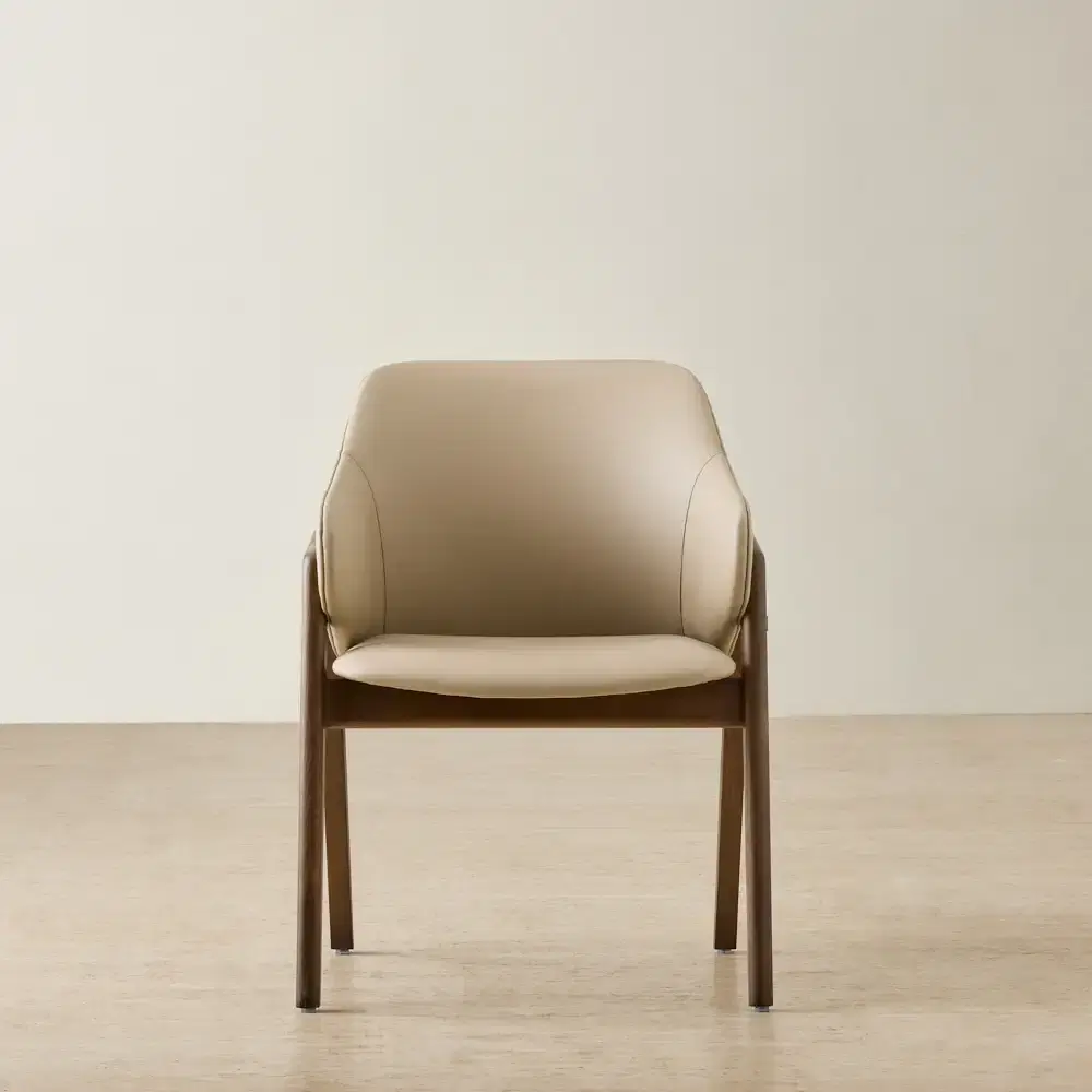 Romina Sand Beige Vegan Leather Dining Chair - Smoky Ash Legs