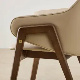 Romina Sand Beige Vegan Leather Dining Chair - Smoky Ash Legs