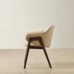 Romina Sand Beige Vegan Leather Dining Chair - Ebony Brown Ash Legs 