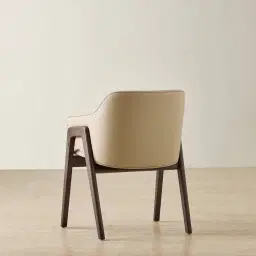 Romina Sand Beige Vegan Leather Dining Chair - Ebony Brown Ash Legs 