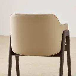 Romina Sand Beige Vegan Leather Dining Chair - Ebony Brown Ash Legs 