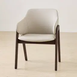 Romina Glacier Grey Vegan Leather Dining Chair - Ebony Brown Ash Legs