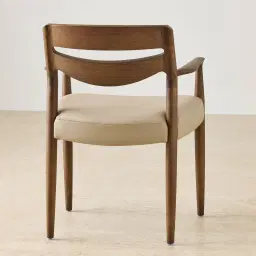 Gloria Sand Beige Vegan Leather Dining Chair - Smoky Ash Legs