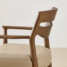 Gloria Sand Beige Vegan Leather Dining Chair - Smoky Ash Legs
