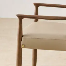 Gloria Sand Beige Vegan Leather Dining Chair - Smoky Ash Legs