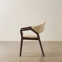 Athens Sand Beige Vegan Leather Dining Chair - Ebony Brown Ash Legs