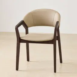 Athens Sand Beige Vegan Leather Dining Chair - Ebony Brown Ash Legs