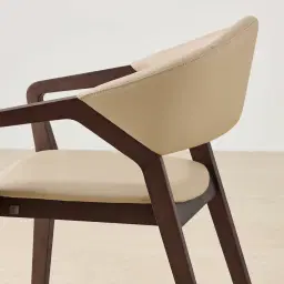 Athens Sand Beige Vegan Leather Dining Chair - Ebony Brown Ash Legs