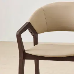 Athens Sand Beige Vegan Leather Dining Chair - Ebony Brown Ash Legs