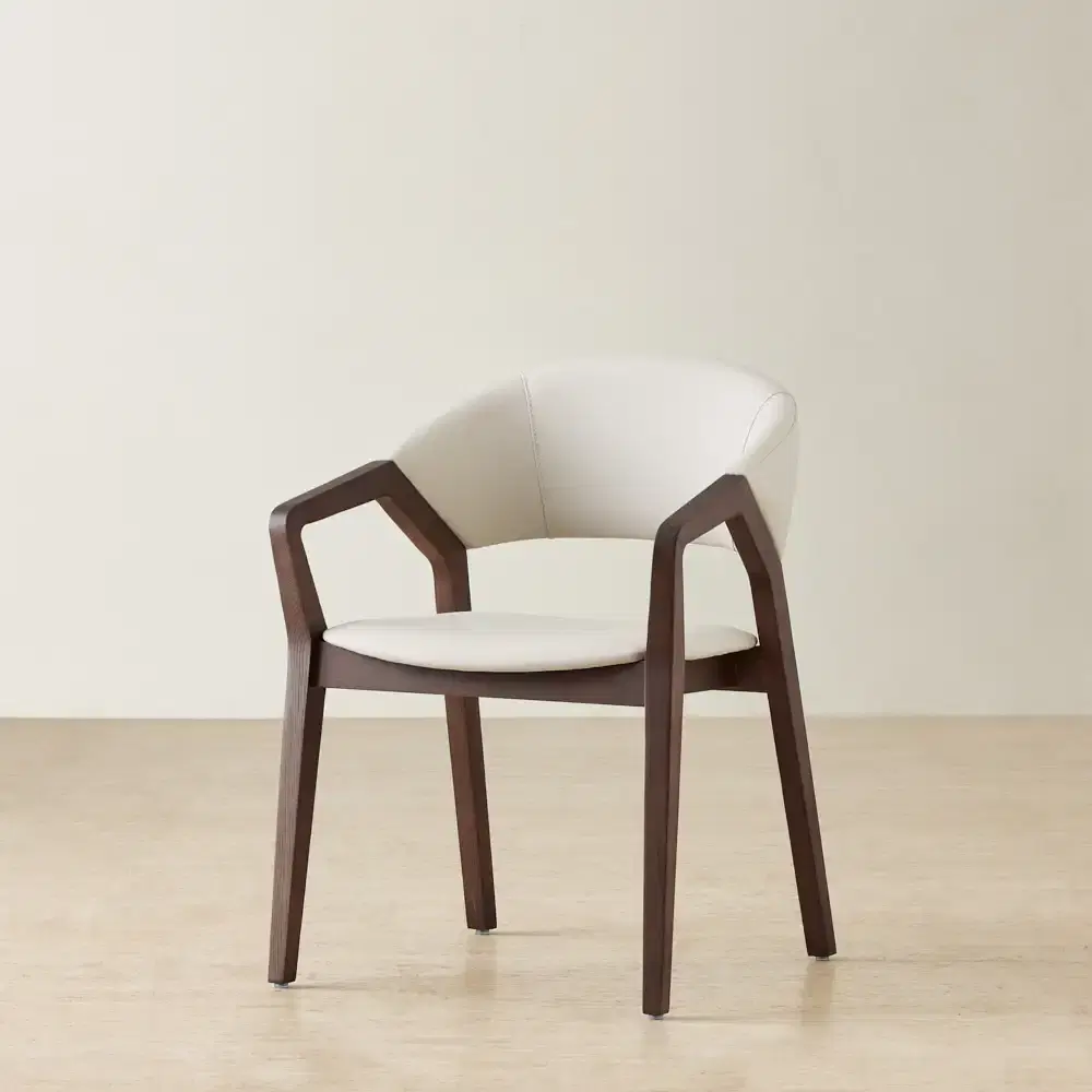 Athens Glacier Grey Vegan Leather Dining Chair - Ebony Brown Ash Legs