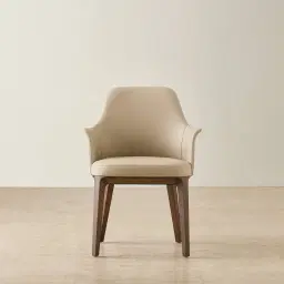 Ballina Sand Beige Vegan Leather Dining Chair - Smoky Ash Legs
