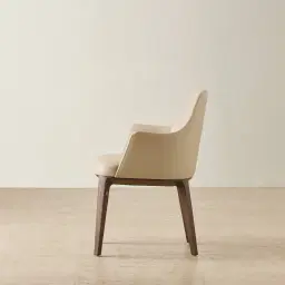 Ballina Sand Beige Vegan Leather Dining Chair - Smoky Ash Legs