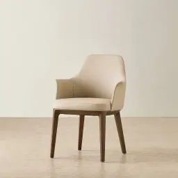 Ballina Sand Beige Vegan Leather Dining Chair - Smoky Ash Legs