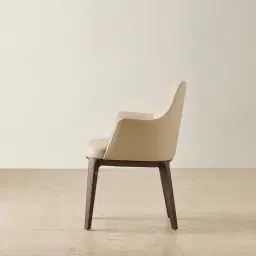 Ballina Sand Beige Vegan Leather Dining Chair - Ebony Brown Ash Legs