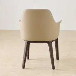 Ballina Sand Beige Vegan Leather Dining Chair - Ebony Brown Ash Legs