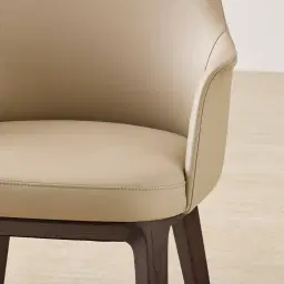 Ballina Sand Beige Vegan Leather Dining Chair - Ebony Brown Ash Legs