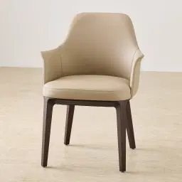 Ballina Sand Beige Vegan Leather Dining Chair - Ebony Brown Ash Legs
