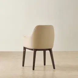Ballina Sand Beige Vegan Leather Dining Chair - Ebony Brown Ash Legs