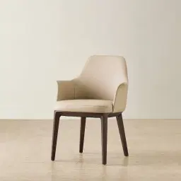 Ballina Sand Beige Vegan Leather Dining Chair - Ebony Brown Ash Legs