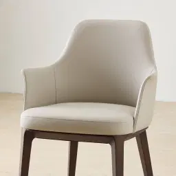 Ballina Glacier Grey Vegan Leather Dining Chair - Ebony Brown Ash Legs