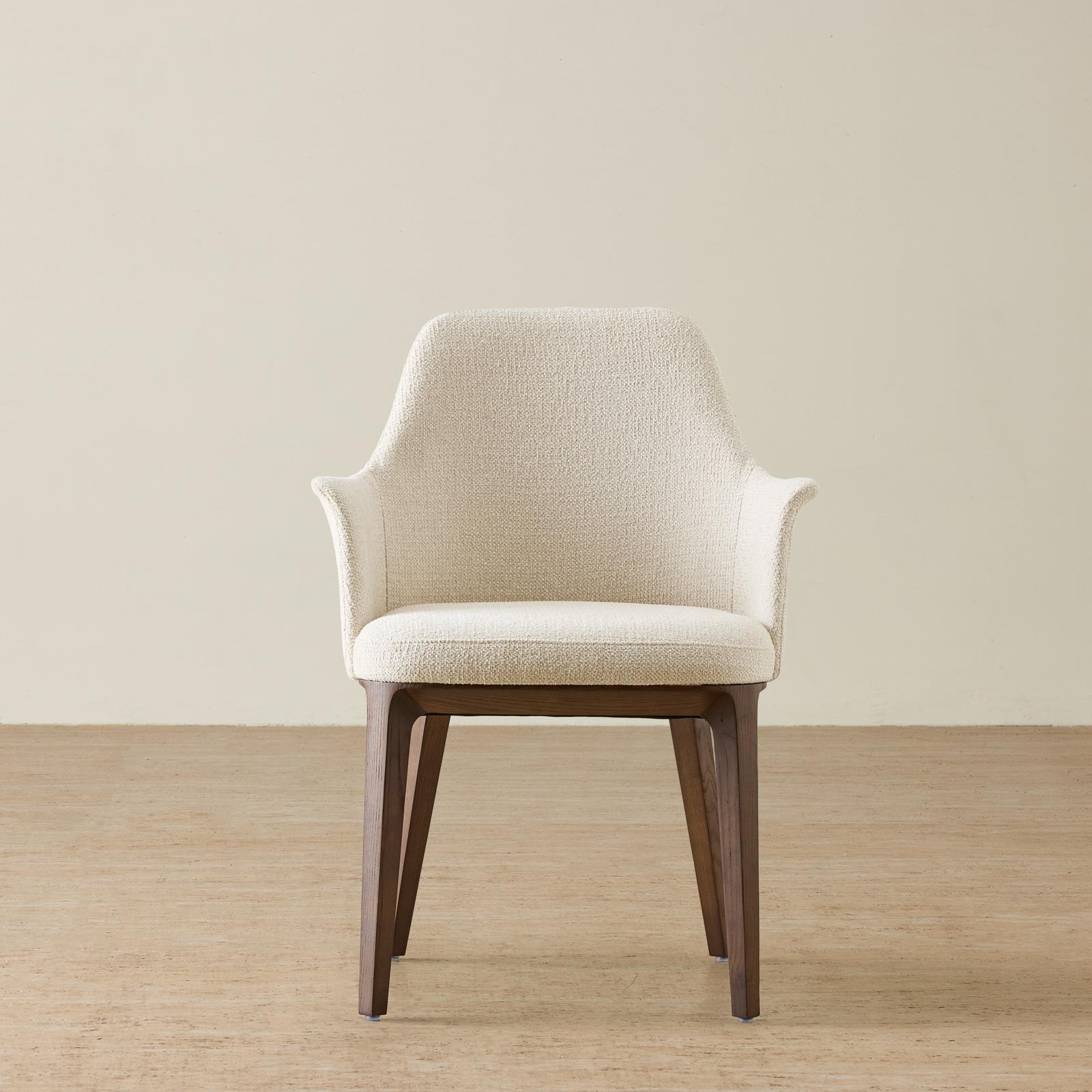 Ballina Tan Beige Fabric Dining Chair - Ebony Brown Ash Legs