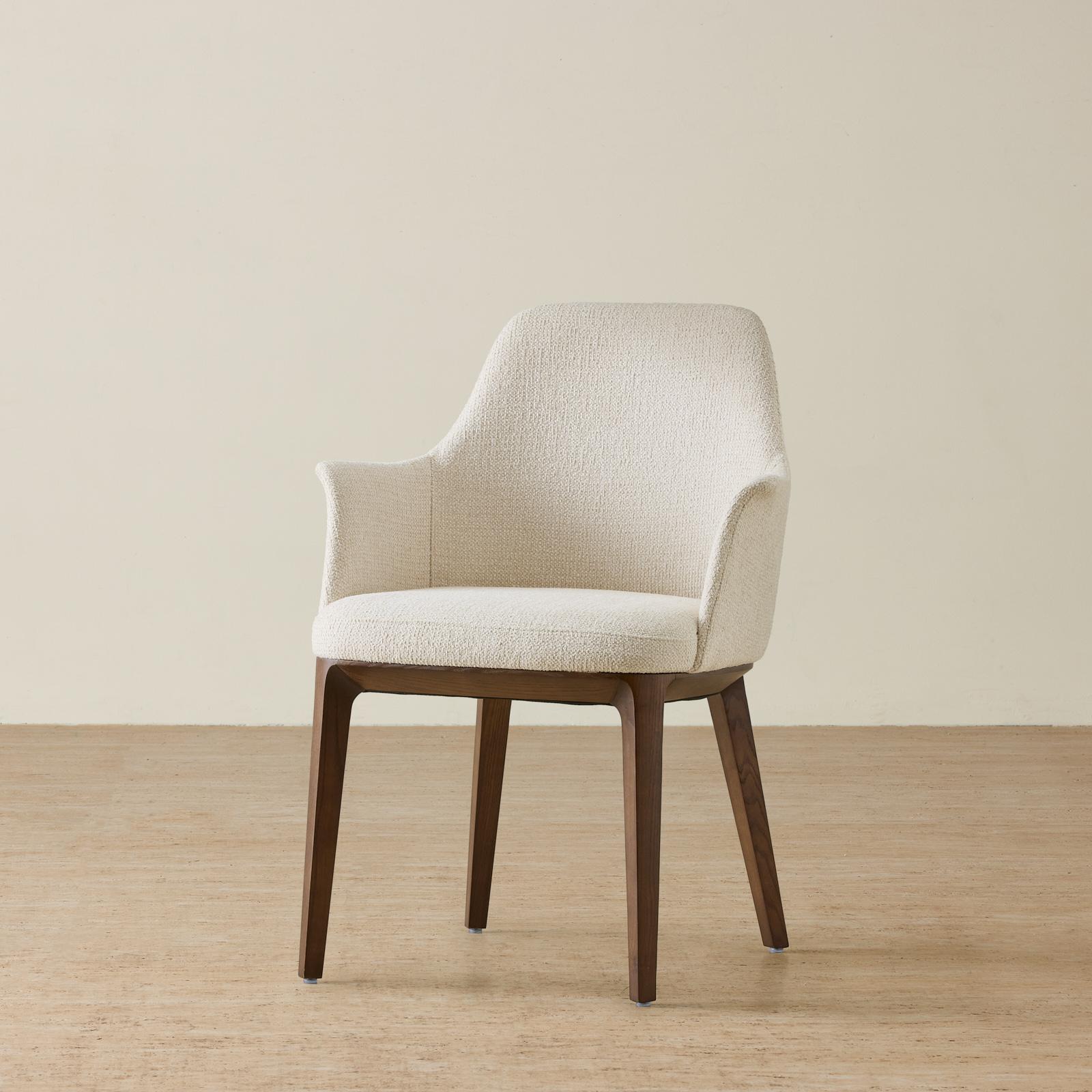 Ballina Tan Beige Fabric Dining Chair - Ebony Brown Ash Legs