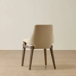 Maggie Sand Beige Vegan Leather Dining Chair - Smoky Ash Legs