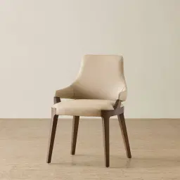 Maggie Sand Beige Vegan Leather Dining Chair - Smoky Ash Legs