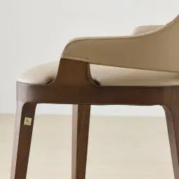 Maggie Sand Beige Vegan Leather Dining Chair - Smoky Ash Legs