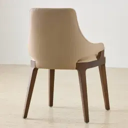Maggie Sand Beige Vegan Leather Dining Chair - Smoky Ash Legs