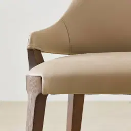 Maggie Sand Beige Vegan Leather Dining Chair - Smoky Ash Legs