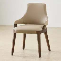 Maggie Sand Beige Vegan Leather Dining Chair - Smoky Ash Legs