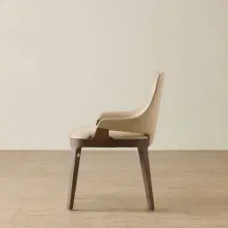 Maggie Sand Beige Vegan Leather Dining Chair - Smoky Ash Legs