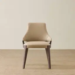 Maggie Sand Beige Vegan Leather Dining Chair - Ebony Brown Ash Legs