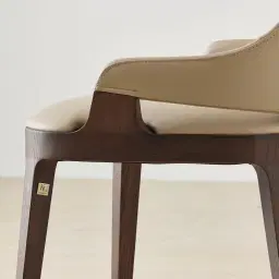 Maggie Sand Beige Vegan Leather Dining Chair - Ebony Brown Ash Legs
